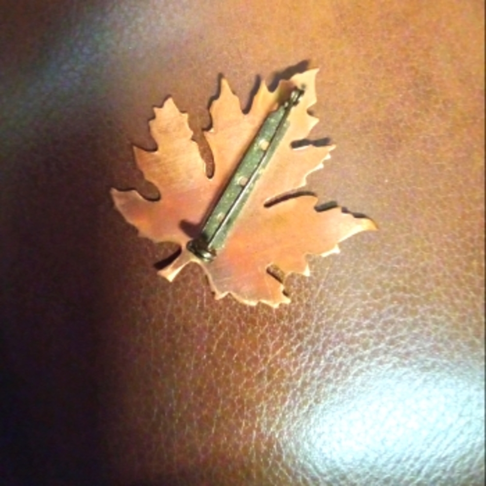 Copper Maple Leaf Brooch - image 3
